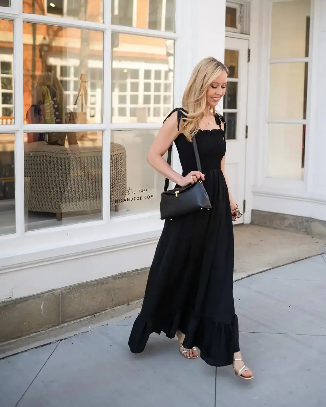 All-Black Satin Set + Gold Heels