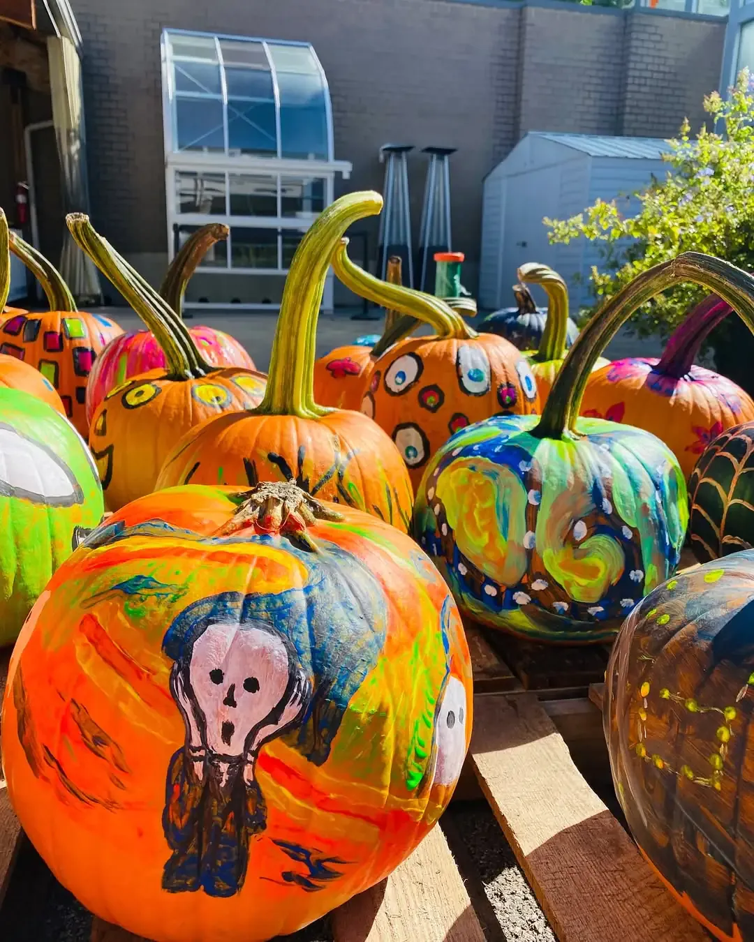 Glow-in-the-dark painted pumpkins