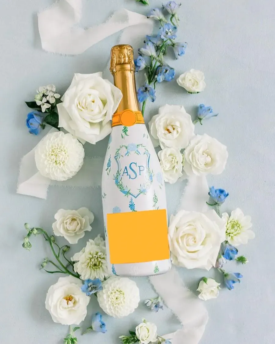 Wine bottles painted gold or silver with blooms