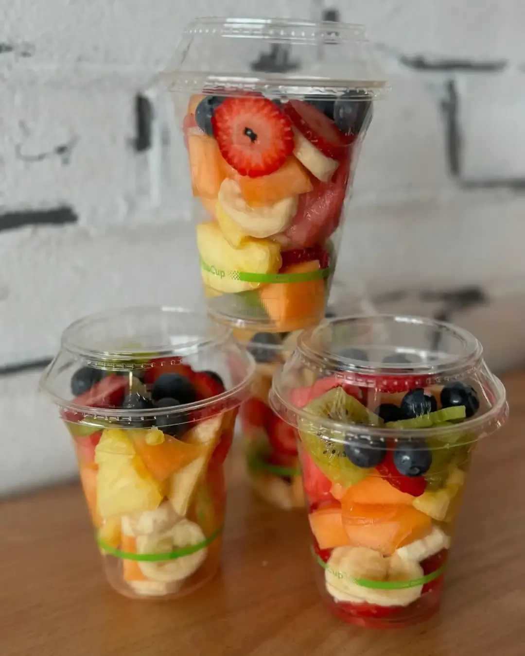 Mini fruit salads in cups