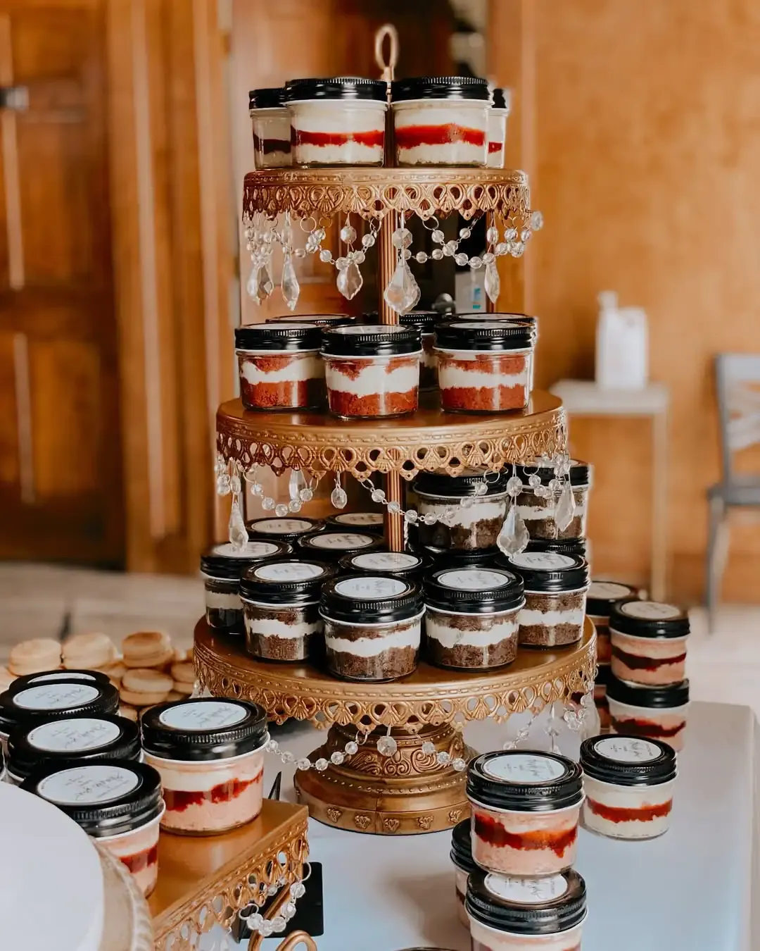 Dessert jars with ribbons