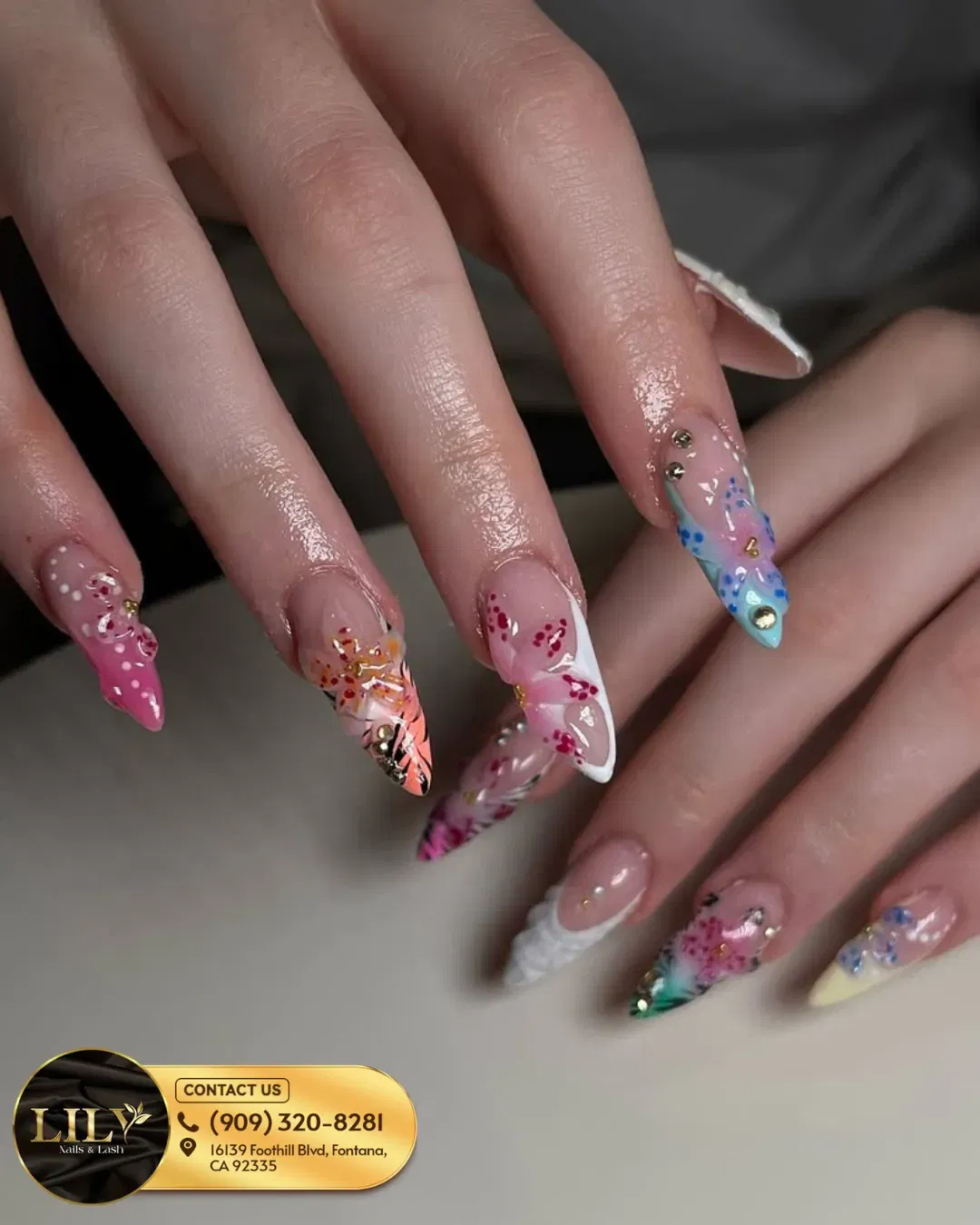 Floral Ombre Nails