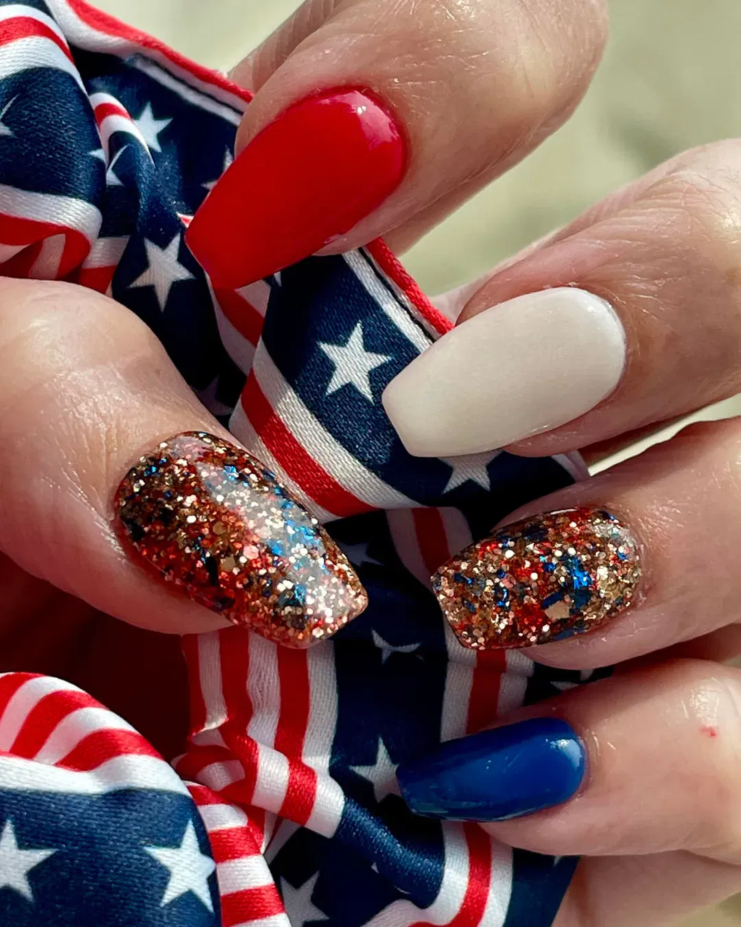 Glitter Flag Nails
