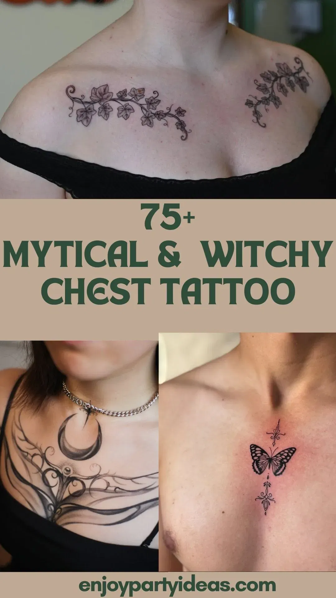 75+ Witchy Chest Tattoo