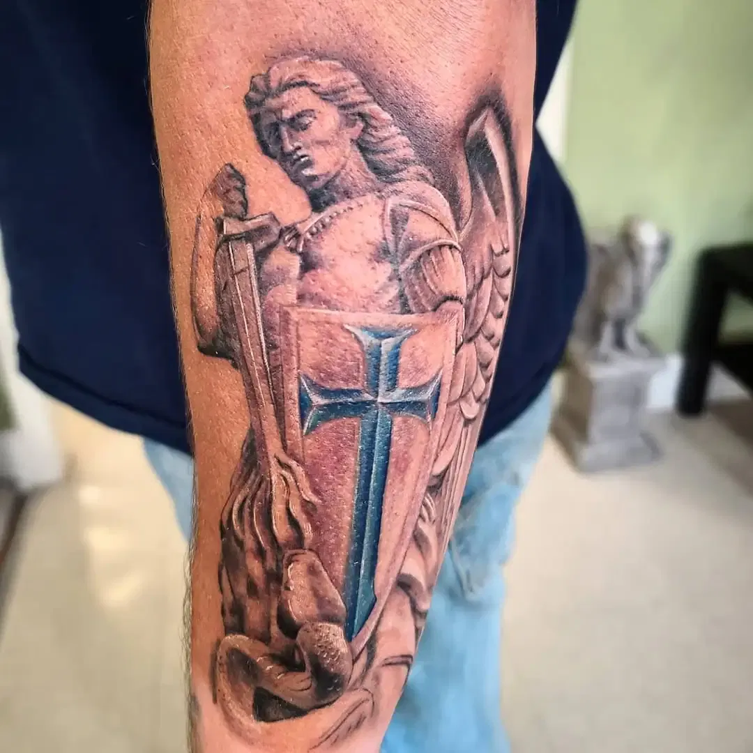 Archangel Michael with Shield Tattoo