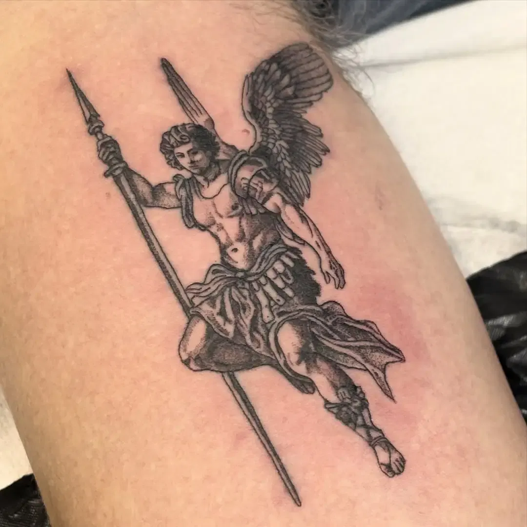 Archangel Michael with Spear Tattoo