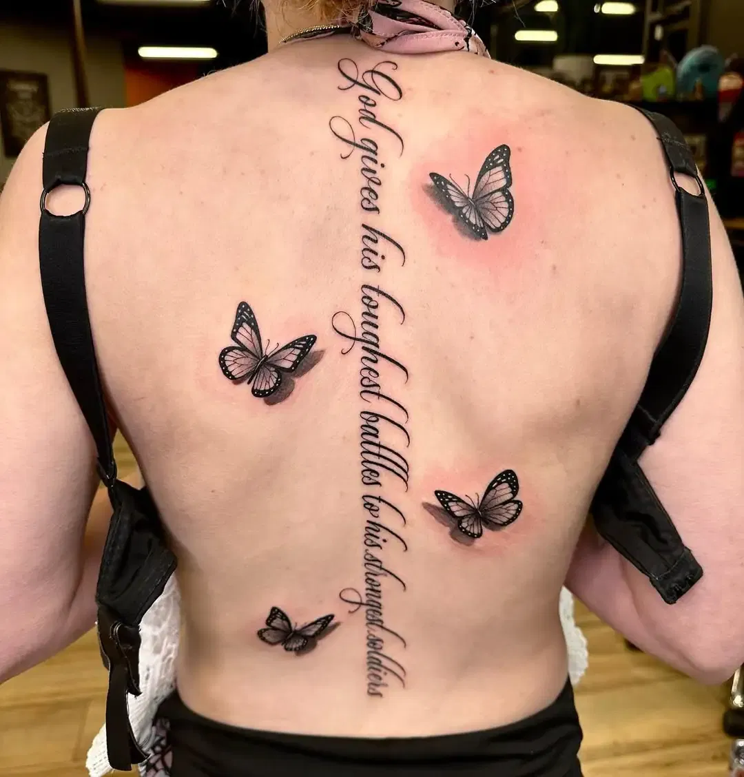 Butterfly Chain Spine Tattoo