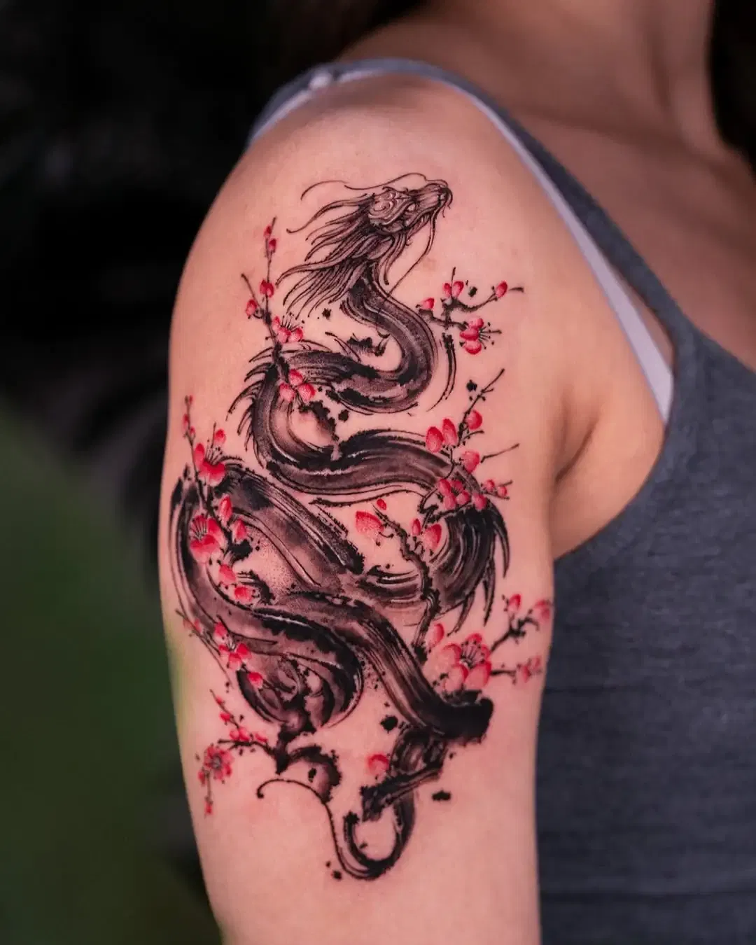 Cherry Blossom with Dragon