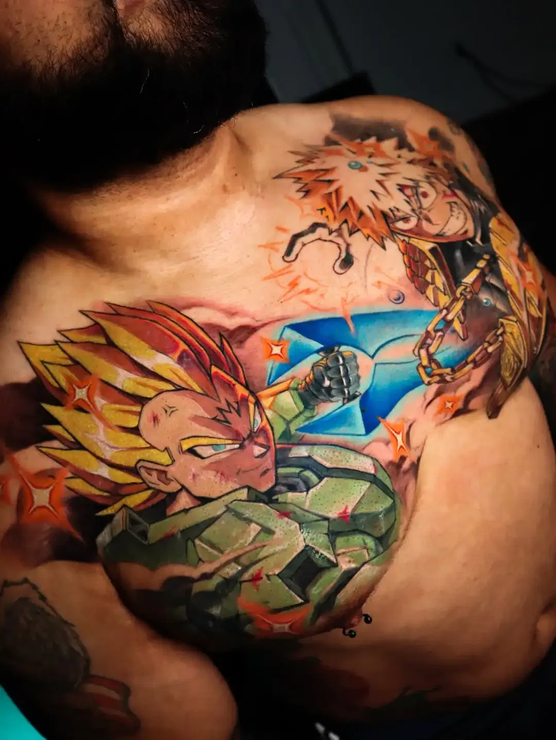 Chest Tattoo Bakugo Design