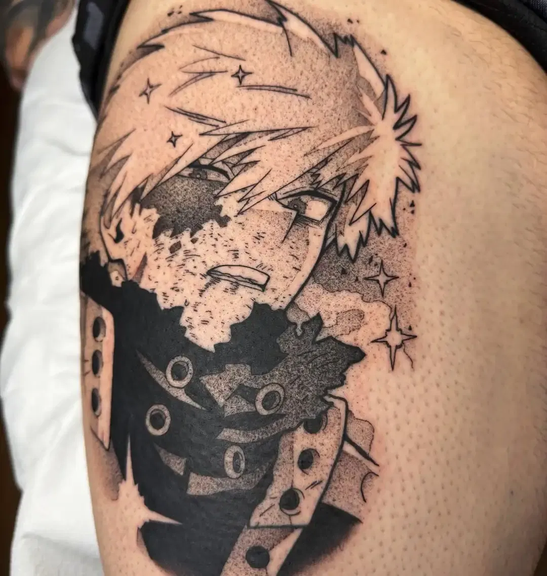 Half Face Bakugo Tattoo