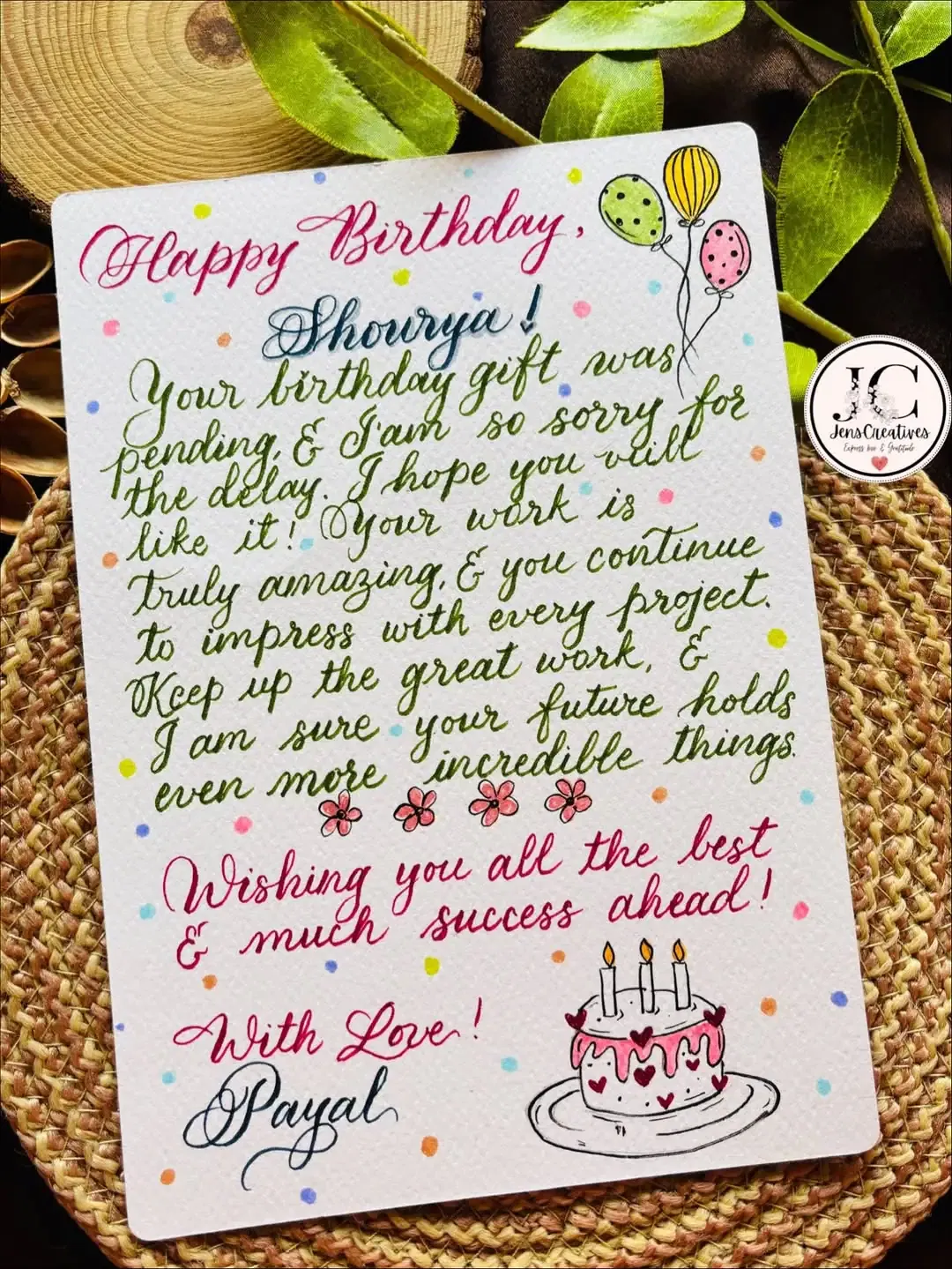 Hand-Lettered Card