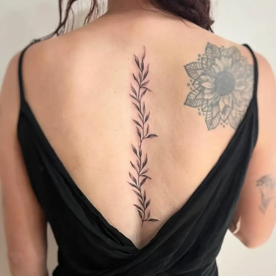 Leaf Vine Spine Tattoo