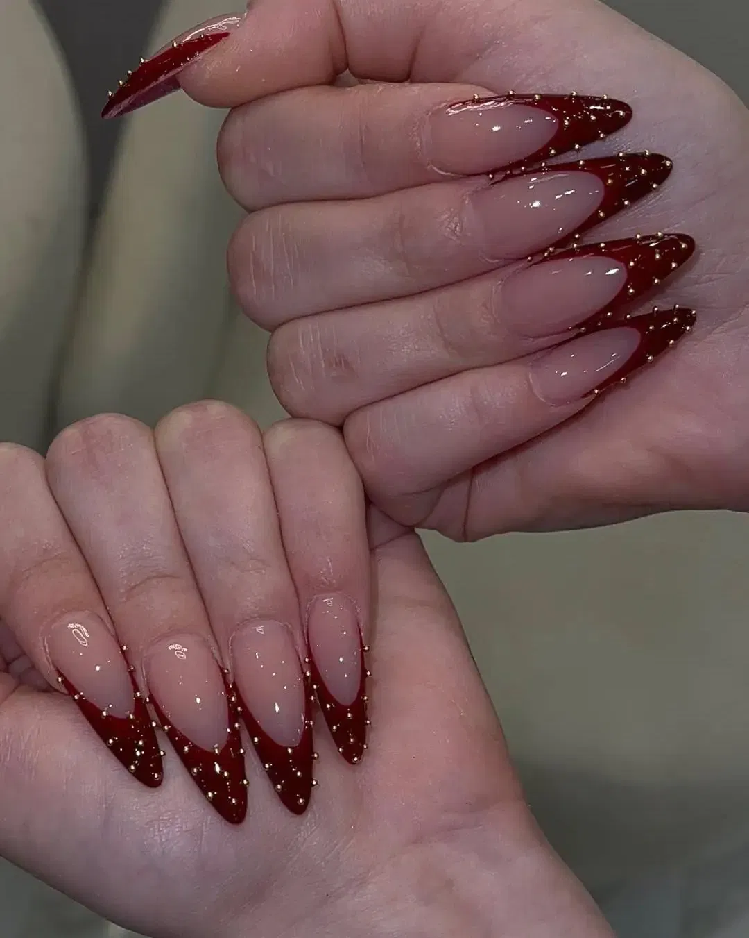 Red Glitter Tip Nails