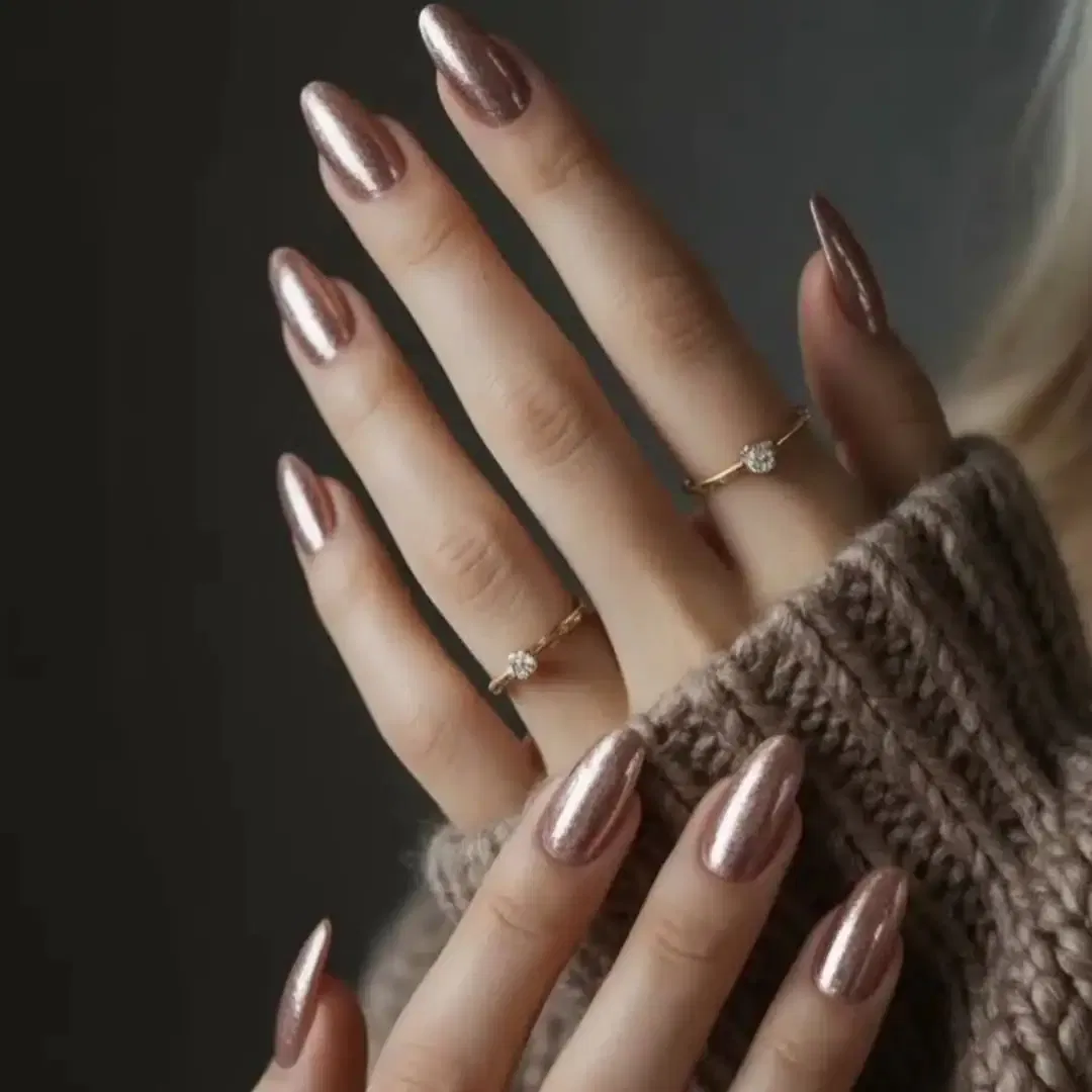 Rose Gold Chrome Nails