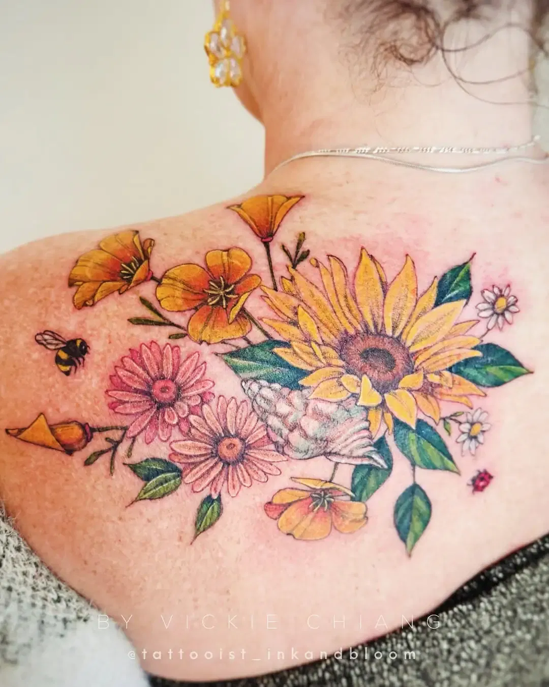 Sunflower Back Tattoo