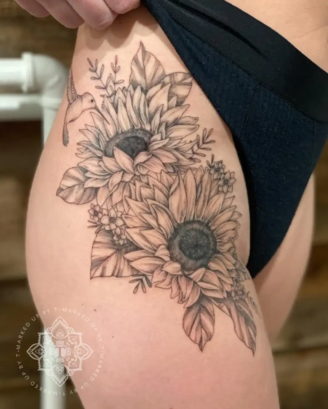Sunflower Hip Tattoo