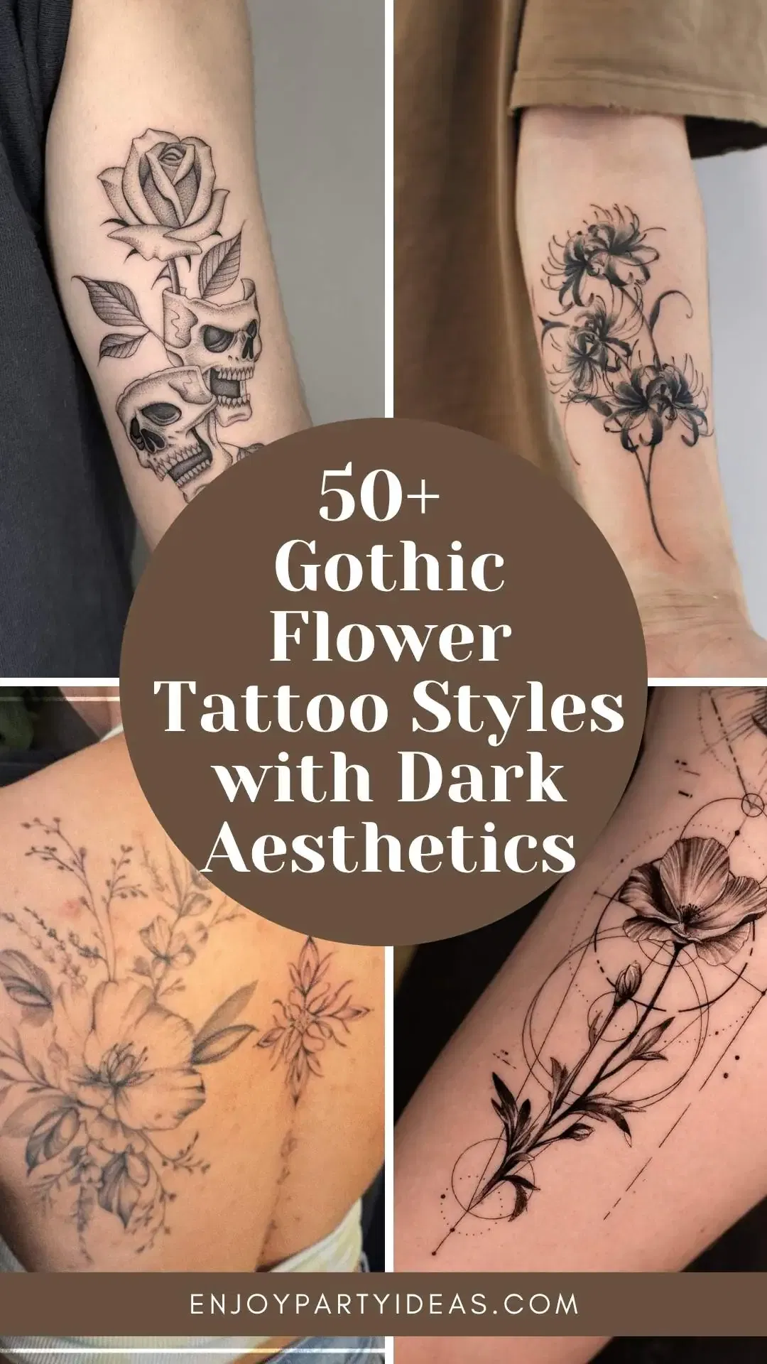 50+ Gothic Flower Tattoo Styles with Dark Aesthetics