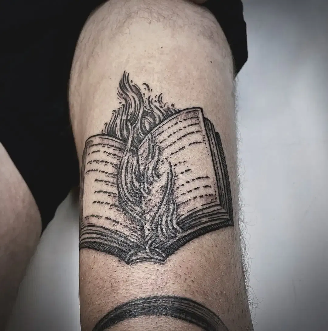 Burning Book Tattoo
