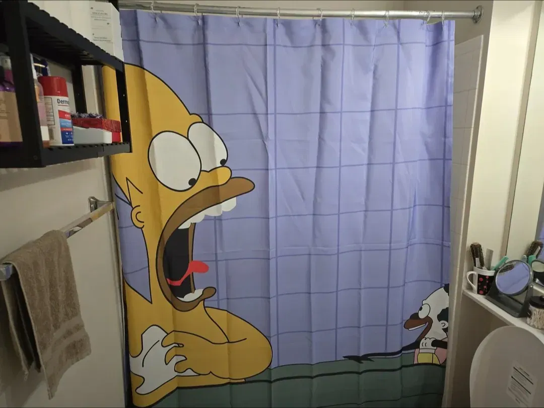 Cartoon-inspired shower curtain