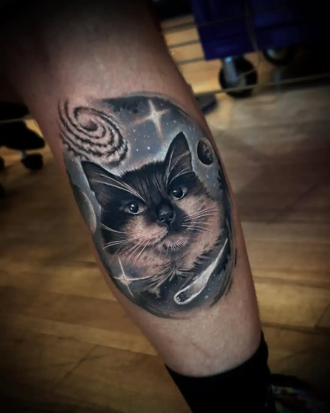 Cat in Galaxy Tattoo