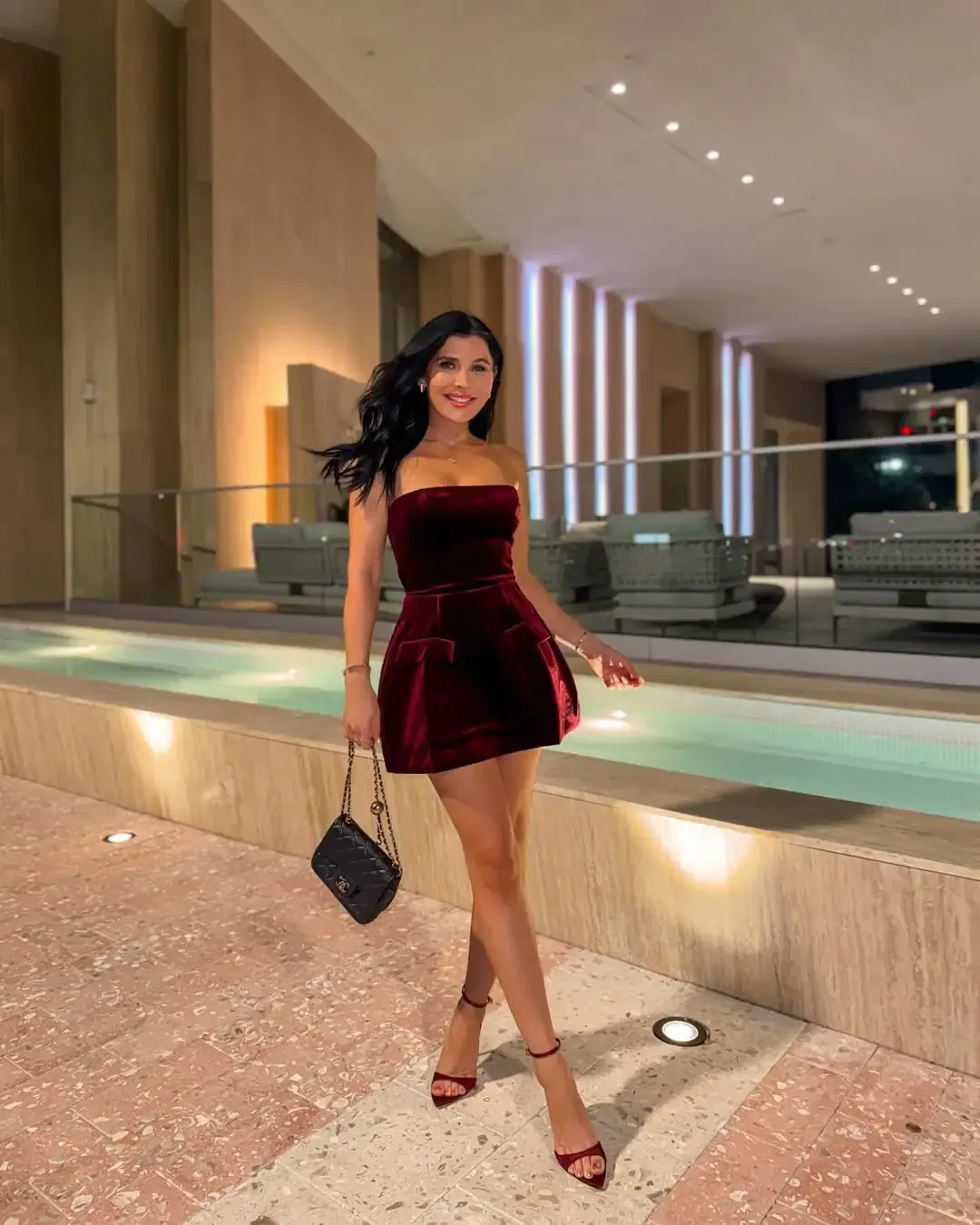 Velvet Short Dress with Heels