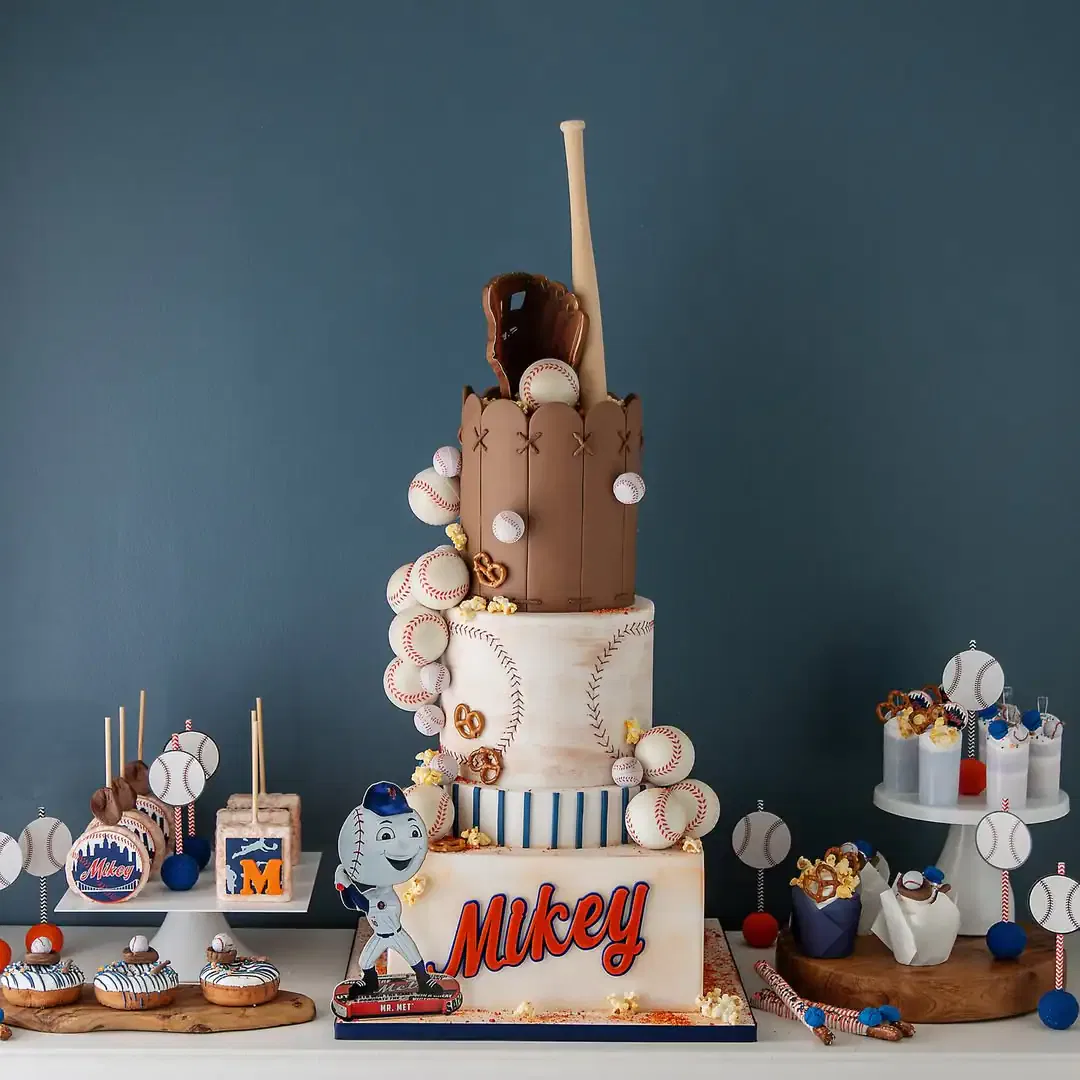 Baseball cake centerpiece
