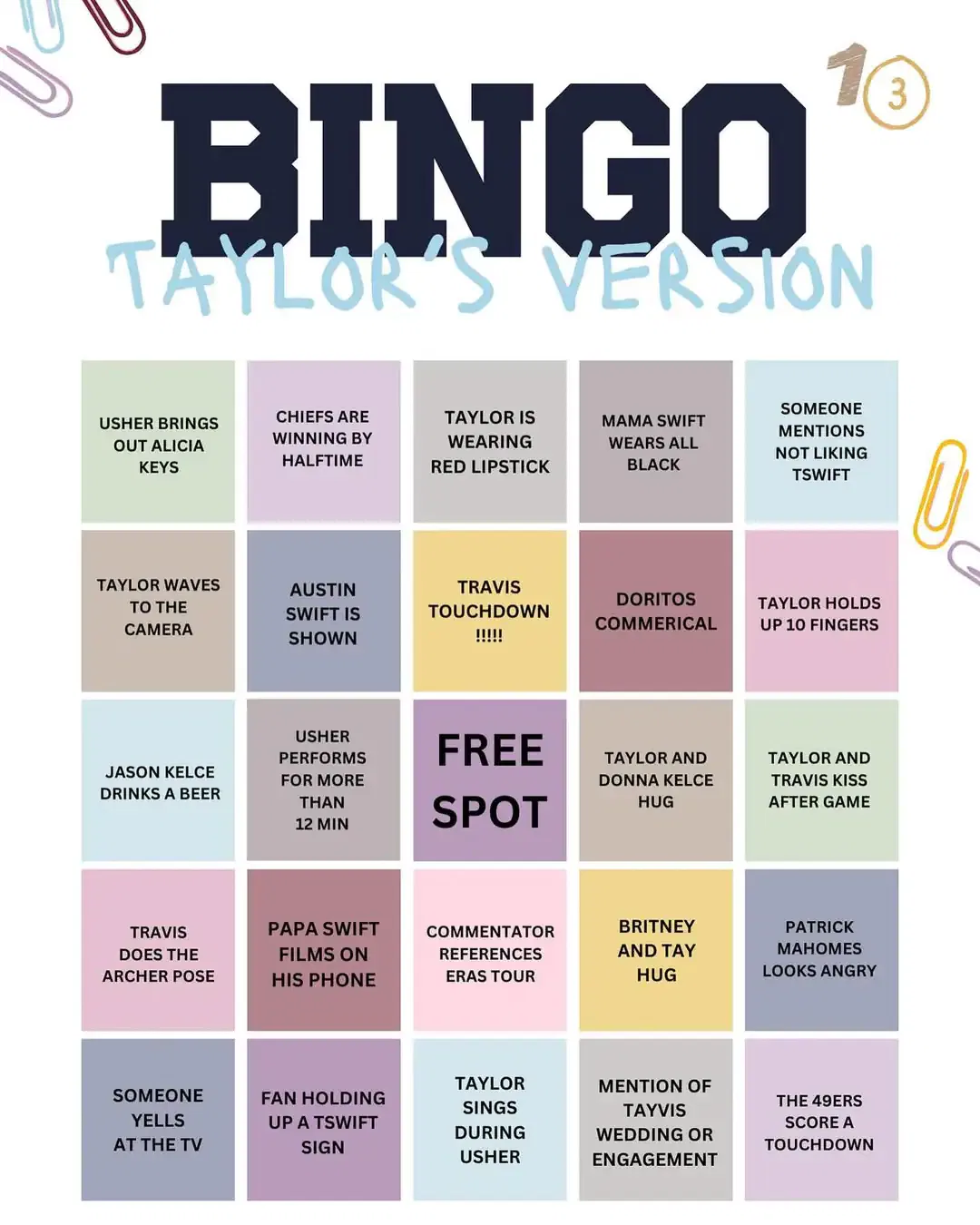 Taylor-Themed Bingo